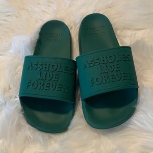 ASSHOLES LIVE FOREVER
GREEN SUPERSOFT SLIDES